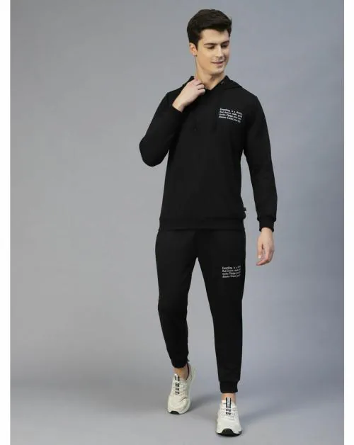 Rigo Men Black Text Print Tracksuit