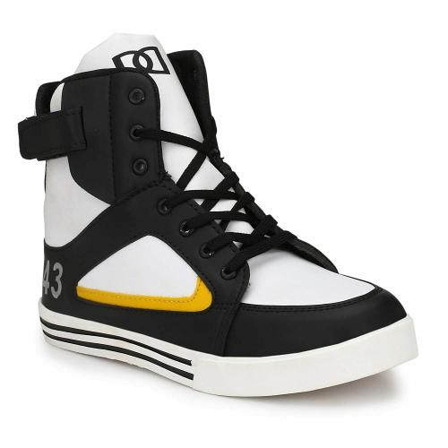 PARMAR FOOT STYLE MEN'S SYNTHETIC LACE-UP BLACK CASUAL SNEAKER HIP-HOP SHOES