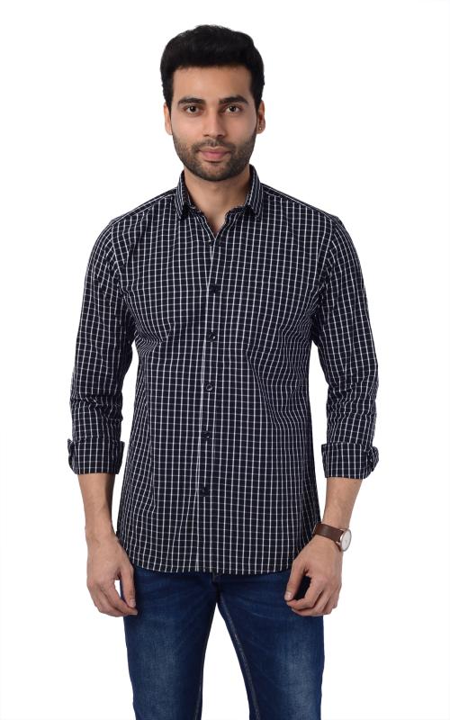 5TH ANFOLD Men Checkered Pure Cotton Casual Full Sleev Shirt