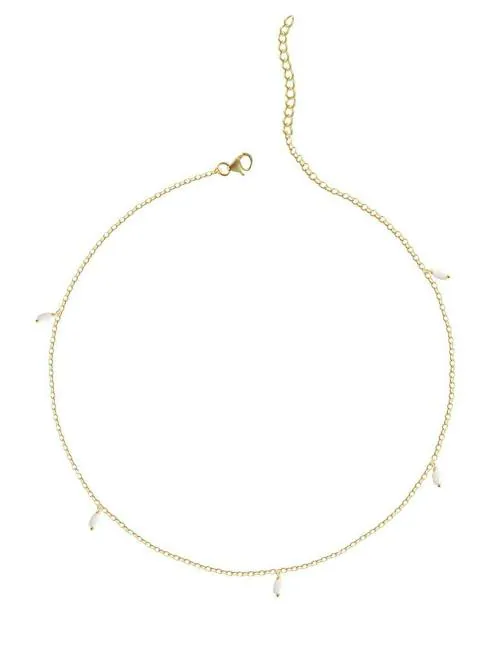 CLARA 925 Sterling Silver Gold Rhodium Plated Dainty Pearl Necklace Chain