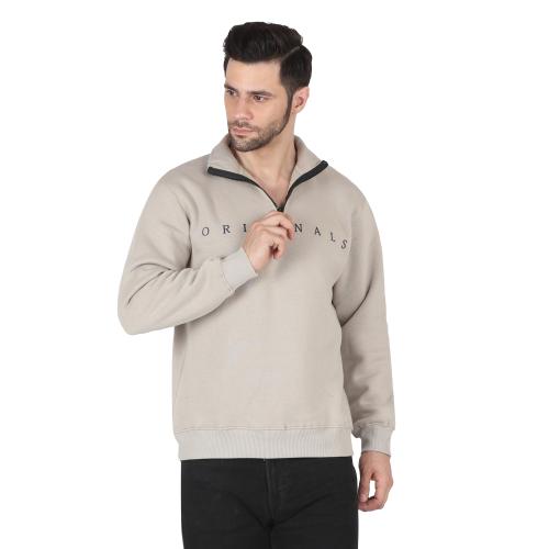 Barcelona Men Beige Solid Polycotton Sweatshirt (XXL)