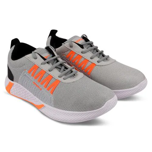 SFR TESLA Fashion & Trendy Sporty Casual (Grey & Orange) Sneakers Shoes for Men