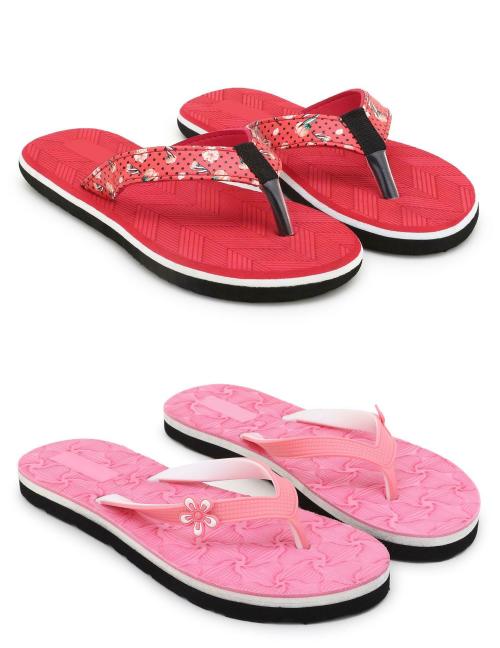 Buy Bizwiz's Trendy & Combo of 2 Flip flops/Slippers for Women (Red