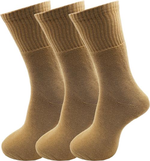 RC. ROYAL CLASS Men's Cotton Terry Towel Calf Length Khaki Socks (Pack of 3 Pairs)