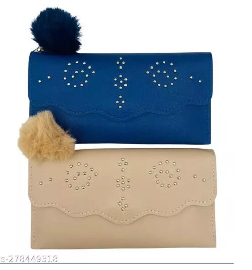 MUMBAI TOURISTER Ladies Wallet With Card Holder (blue and cream)