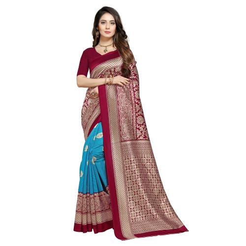 RekhaManiyar Floral Print Bhagalpuri Art Silk Saree (Maroon)