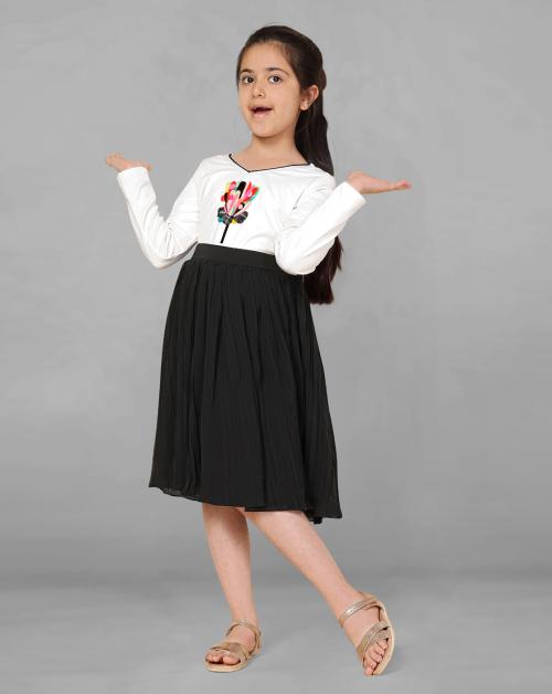 Fashion Dream Girls Black Crinkle Lycra Frock | Dresses | Kids Wear | Girls Dress | Kids Dress | Frock | Frock Girls | Girls Frock | Dresses For Girls | Kids Girl Dress | Frock For Girls