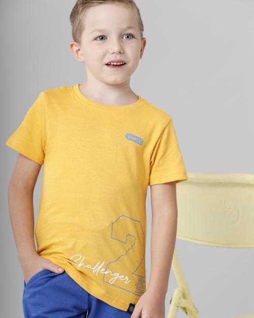 CODEZ Boys Cotton printed Casual tshirts | Pack of 1 | Yellow | 3-4 Y