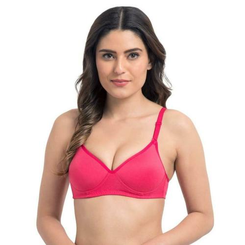 SCTC Women and Girls Dark Pink 100 Percentage Cotton Wire Free Non-Padded Full Coverage T-Shirt Bra (Size 32B)