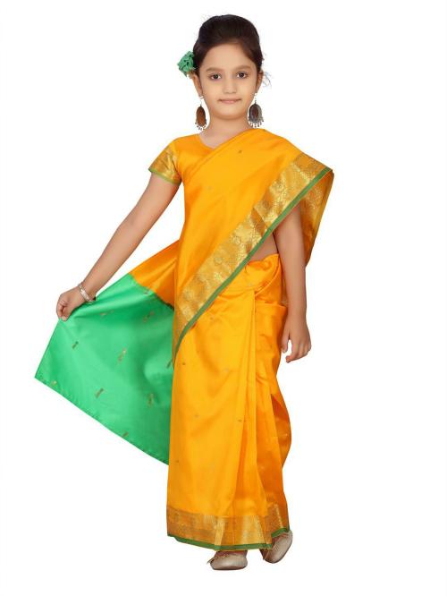 Aarika Girls Yellow Colour Saari