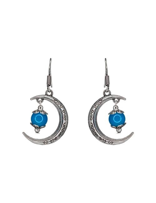 Unique Silver Moon Shaped Dangler Earrings For Women