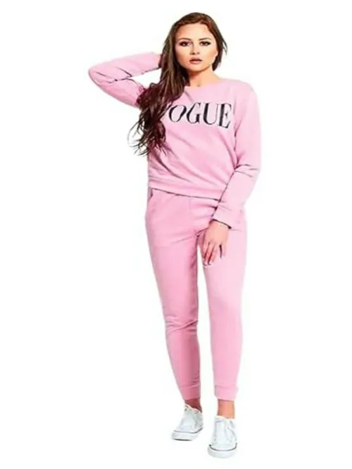 Andaria Fashion Hub Cotton Stylish Sports Use Tracksuit Women's Yoga Track Suit ( Pink-M)