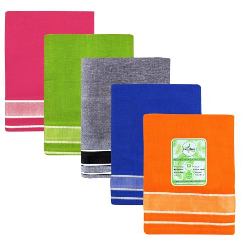 FEATHER GREEN COLOUR FANCY PLAIN COTTON BLENDED LUNGI 02 Meters