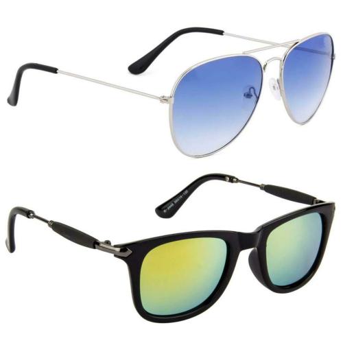 Phenomenal Aviator, Wayfarer Unisex Sunglasses (Blue, Yellow) (Men & Women)