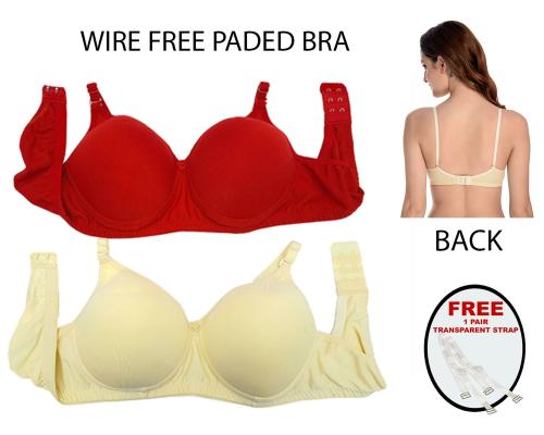 Ansh Fashion Wear Present Women's Regular Wear Padded Bra - Detachable Strap - With Free Changeable Transparent Strap - Pack of 2