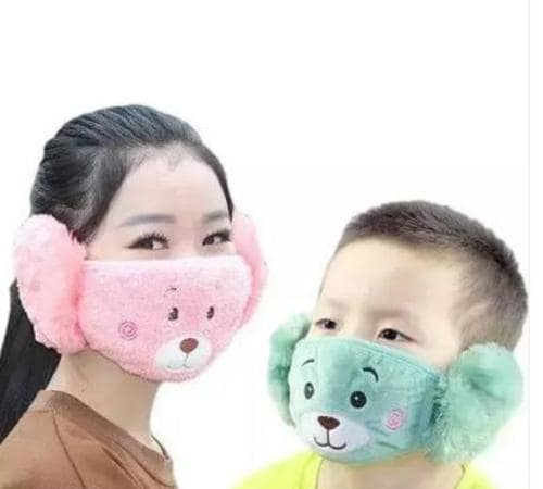 Eastern Club Girls/Boys Winter Face Mask with Plush Ear Muffs Ear Covers Pack of 2 (Size 3-13 Years)