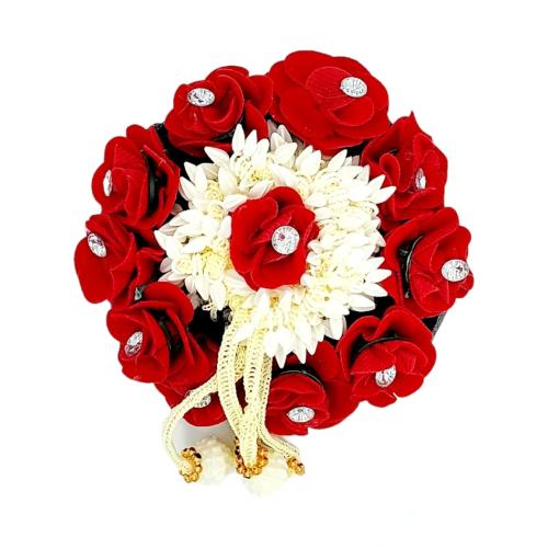 DIAN Red & White Full Bun Juda Maker Flower Gajra Hair Accessories