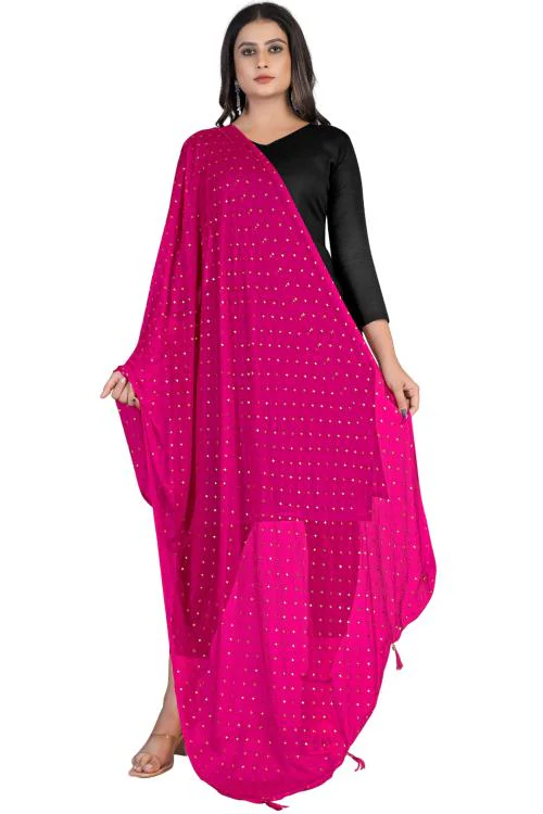Kemza Women's Printed Soft Chiffon Dupatta (Pink) Jaipuri Star Print Chunni