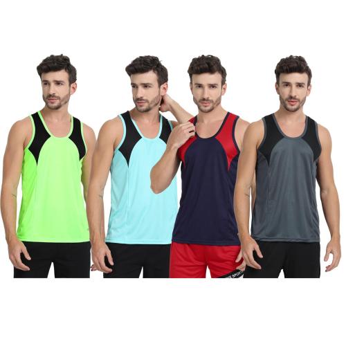 FTX Drifit Mens Roundneck Sports Pack of 4 Vest (727_1-727_2-727_6-727_8)_L