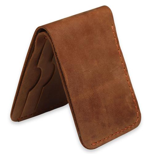 Rustic Leather Men's Handstitched Brown Slim Genuine Leather Wallet Tan