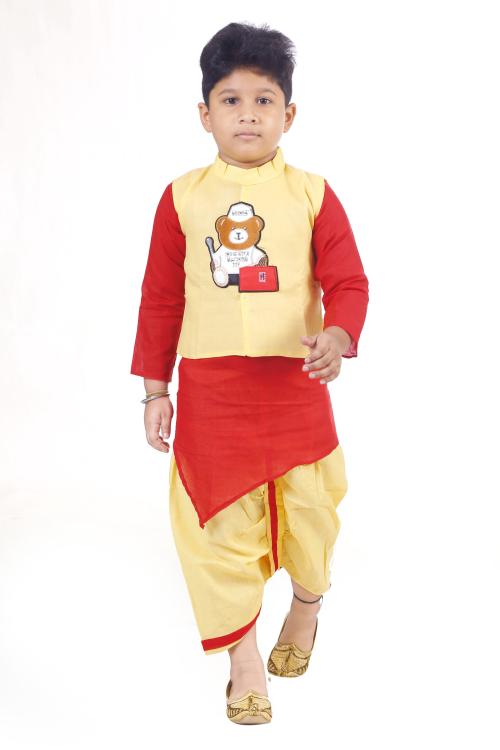 KAVSHIL Cotton Teddy Kurta Dhoti Jacket