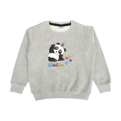 mininest Full Sleeves Warm Panda Printed Sweatshirt | Winter Tshirt for Boys & Girls - Grey (2-3 Years)