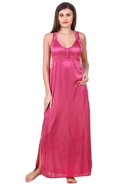 Buy Fasense Women Satin Nightwear Sleepwear Solid Long Nighty SR048