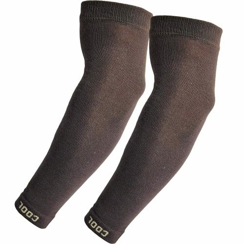 TENDSY Unisex Compression Arm Sleeves for Sports, Cycling, Basketball & More - UPF 50+ Sun Protection Cotton Arm Sleeves For Men & Women (Pack of 2 Pairs, Brown)