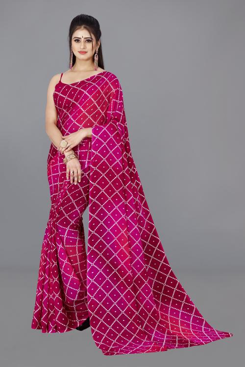 Anand Women Multicolor1 Self Design Pattern Georgette Single Saree Without Blouse