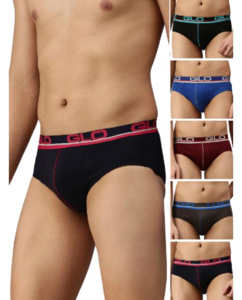 Men Pack Of 6 Assorted Pure Cotton Basic Glo Briefs