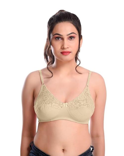 MISSVALENTINE Cotton Everyday Non-Padded Wirefree Seemed Bra Full Coverage for Women - Deepika - Skin (36 B)