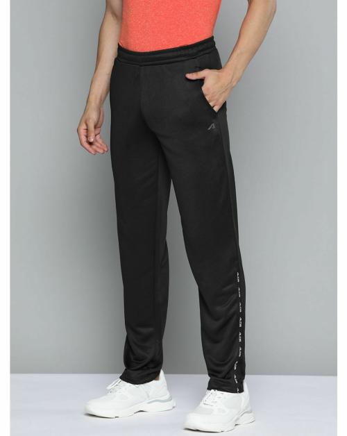 ALCIS Men Black Solid Polyester Single Track Pant