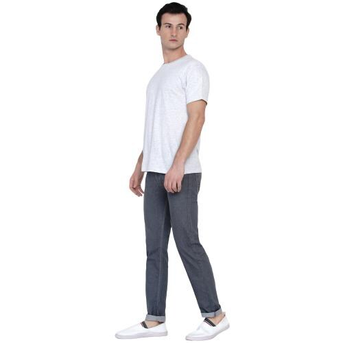 Dais Men's Slim Fit Solid Grey Stretchable Jeans