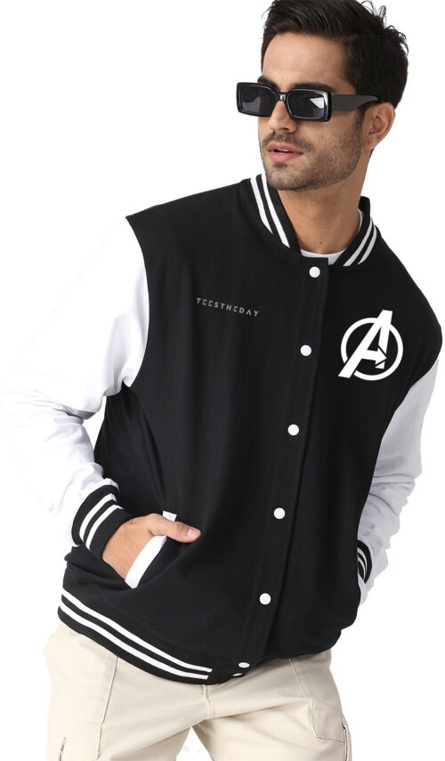 2XL - Black Avengers Varsity Jacket For Men TeesTheDay
