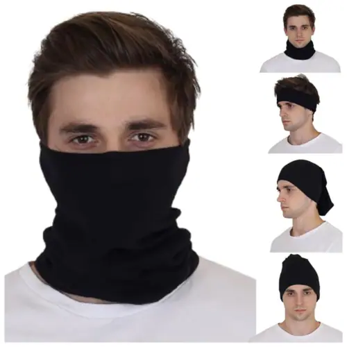 SAANU BY SAANVI Cotton Head Wrap Buff Bandana, 9 in 1 Bandana, Helmet Cap, Hair Band, Face Mask for Riding Bikes, Suitable for Both Men and Women (Commando Black)