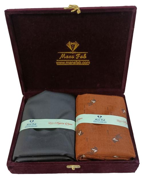 Mansfab Men Turquoise Printed Cotton Shirt & Trouser Fabric