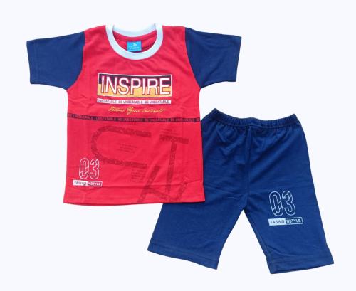 Rebiva Boys Red Cotton Top And Bottom Set (5 Years-6 Years)