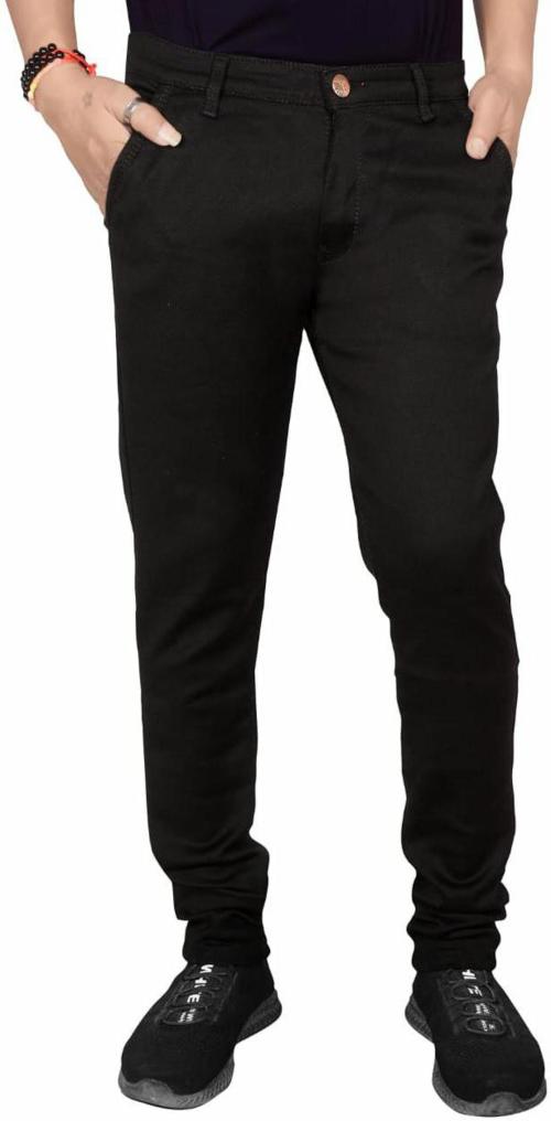 Ikg Denim Men Black Cotton Polyester Lycra Blend Slim High Rise Jeans (32)