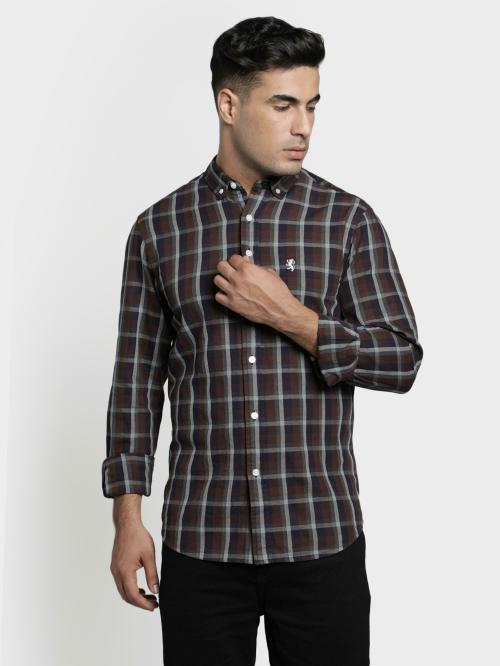 Red Tape Men's Brown Pure Cotton Shirt