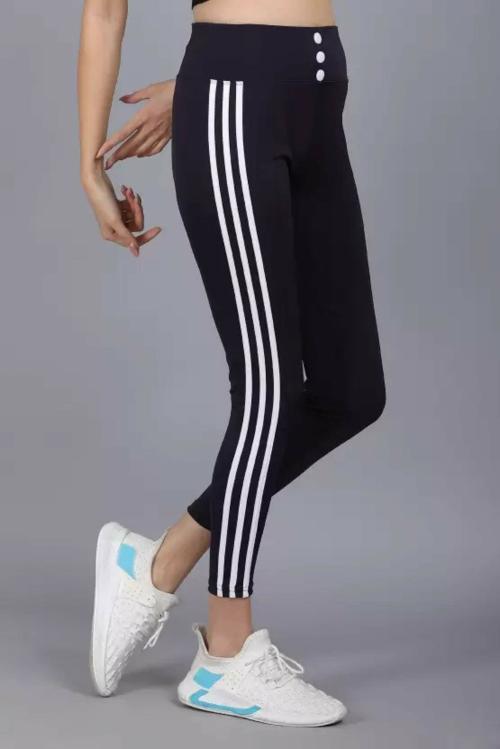 Designer Women Dark Blue Striped Lycra Blend Tights (L) l Hose l Leggings l Leotard l Nylons l Stockings l Pantyhose l Hosiery