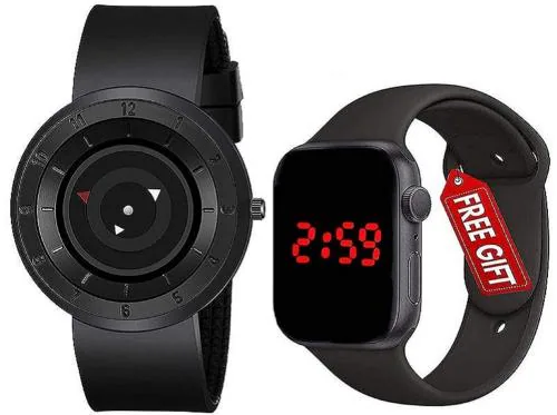 Acnos New Plain Stylish Round Dial Black Led Bracelet watch For Boy Kids Combo kids children analogue black dial bracelet led watch Analog Digital Watch For Boys PACK OF 2