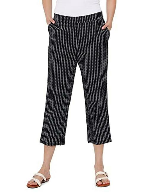 De Moza Women Black Printed Cotton Straight Pant - XL