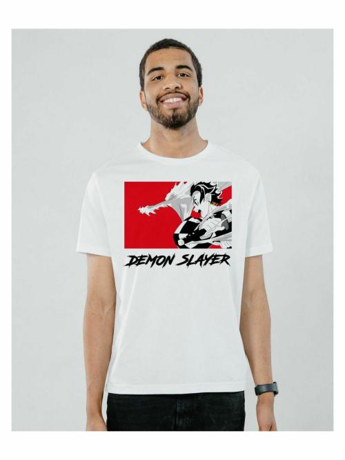 Mad Over Print Anime Demon Slayer Men's T-shirt