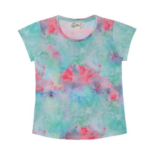 MG CREATIVE GIRLS Green, Multicolor Printed Cotton Regular Fit Casual Wear Round Neck Half Sleeves Top (7 Years-8 Years)