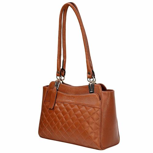Buy RICHSIGN Tan Leather Women Top Handle Tote Handbag Online at Best