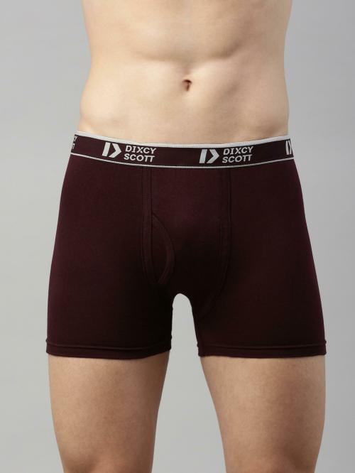 Dixcy Scott Originals Men's Wine Solid 100% Cotton Trunks