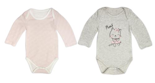 Dr leo Cotton Round Neck Kitty Print Full sleeve Bodysuit Combo (Pack of 2, 12-18 Months)