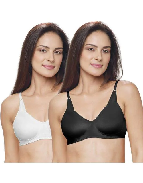 Lovable Women Cotton Non Padded Bra Pack of 2 - 36D BLACK/WHITE