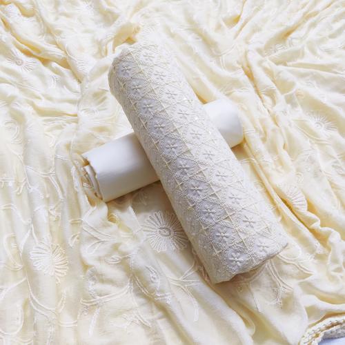 AAHIRA Women Lemon Cotton Lucknowi Chikankari Unstitched Salwar Suit Dress Material