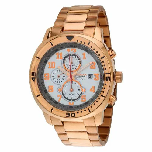 OMAX Analog Rose Gold Watch white Dial With Rose Gold Strap for Men - CS123